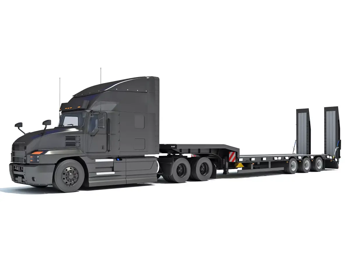 Truck with Platform Trailer 3D model