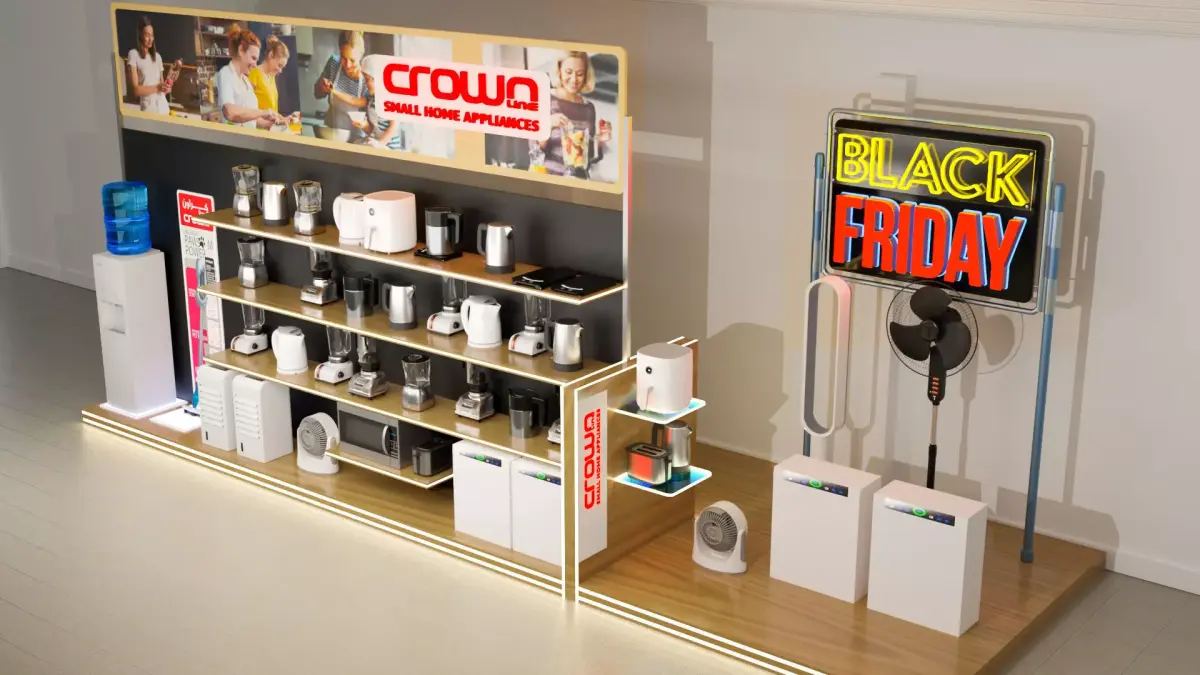 modern supermarket shelf Low-poly 3D model