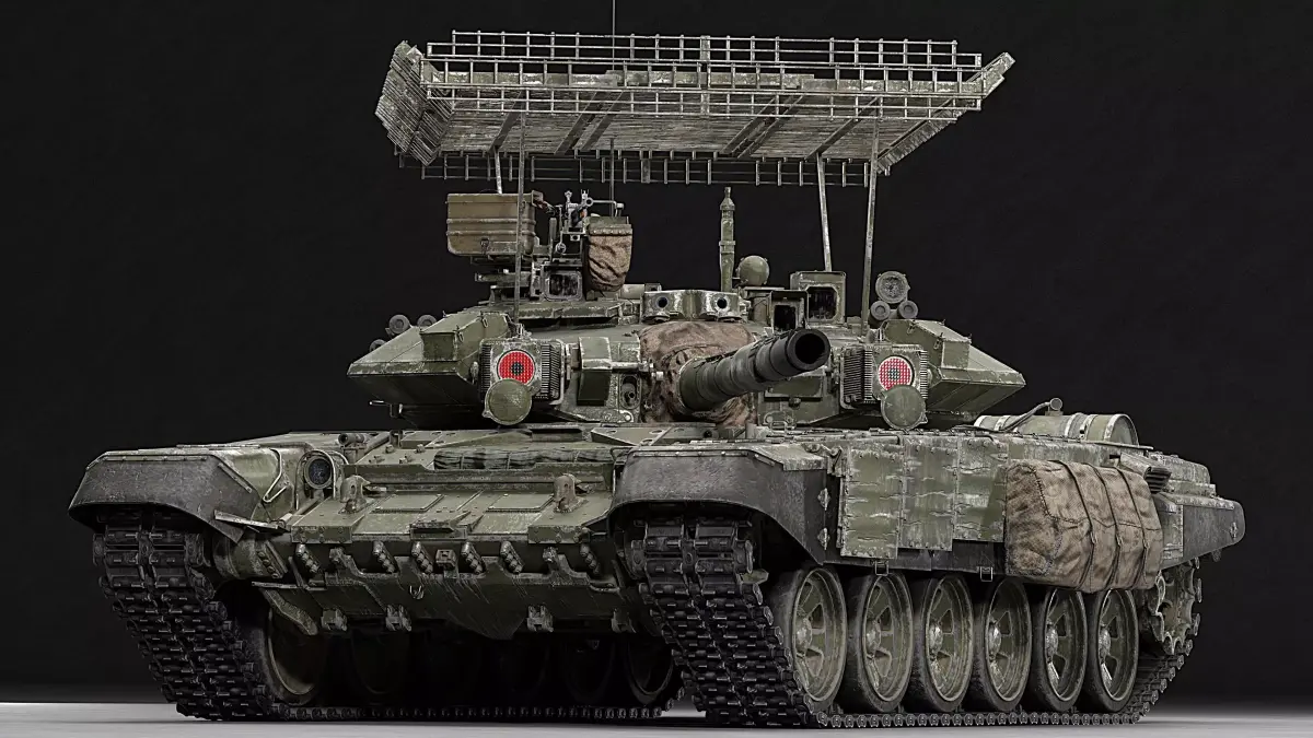 T-90A Main Battle Tank with Modular Stowage and Cope Cage Low-poly 3D model