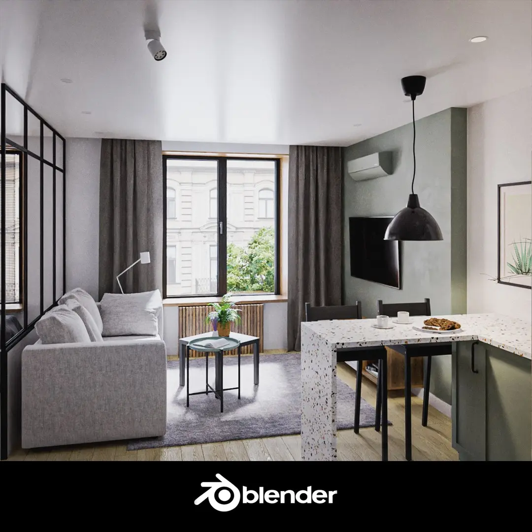 Scandinavian apartment interior 36sqm 3D model