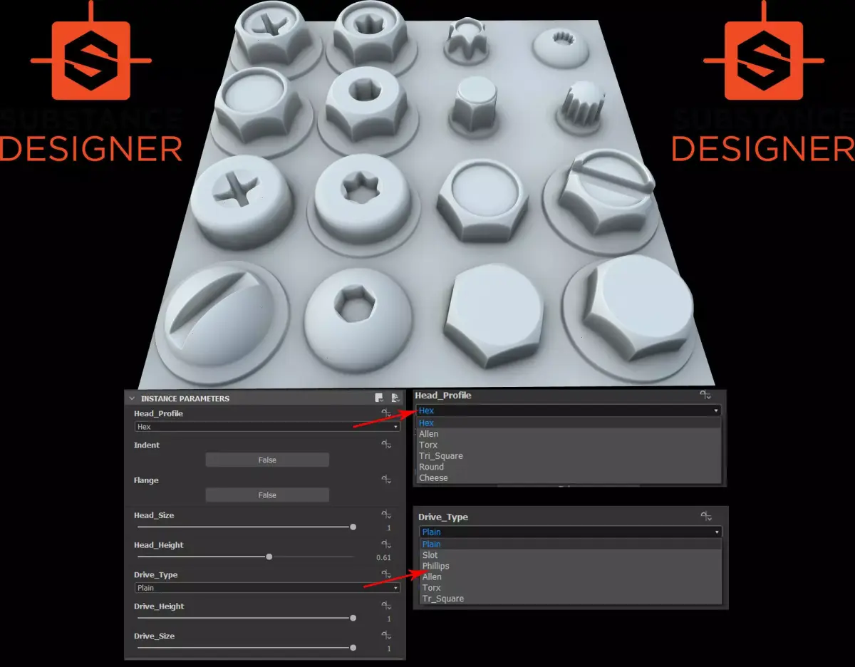 Substance - Bolt Head Generator 3D model