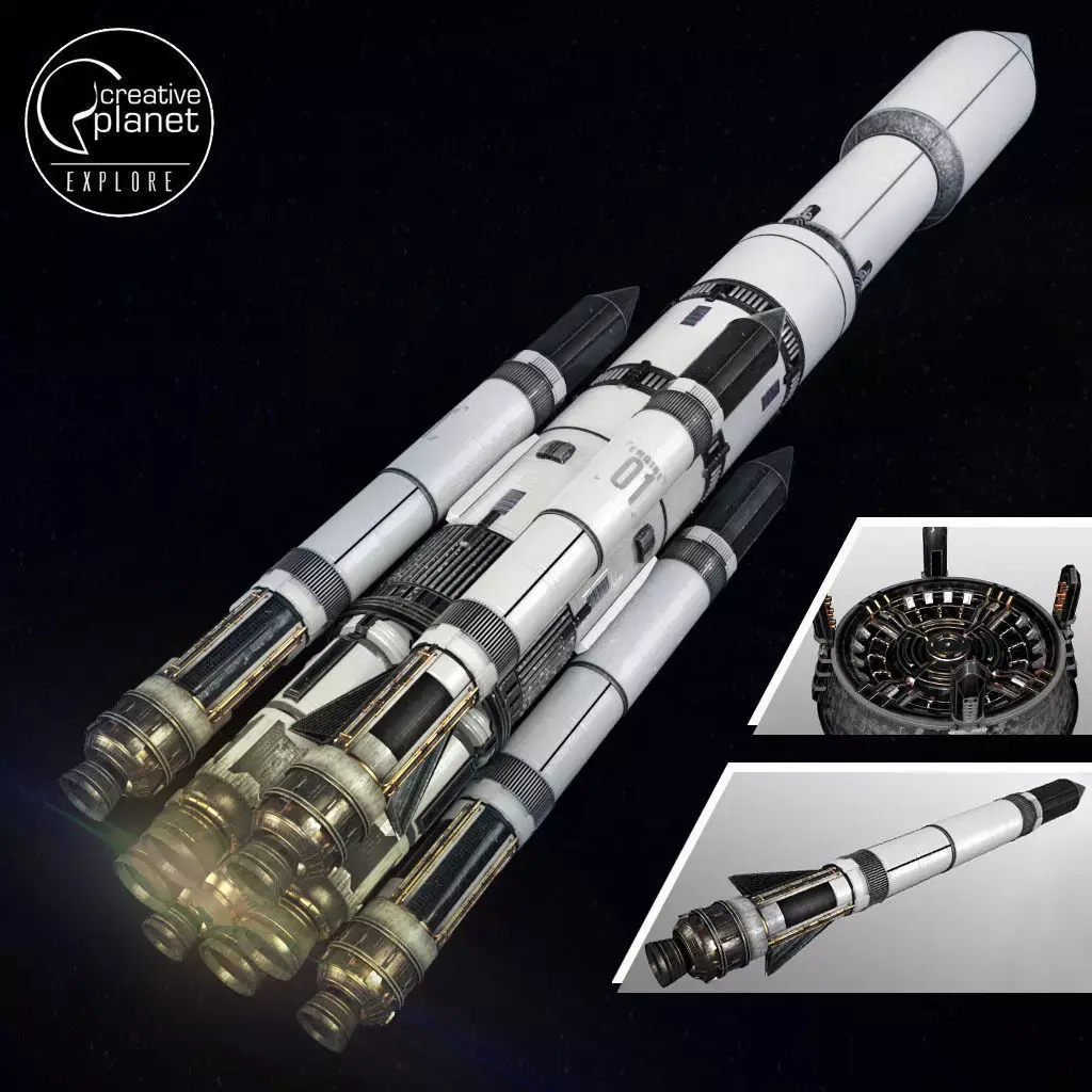Space sci-fi ship rocket high detail 3D model