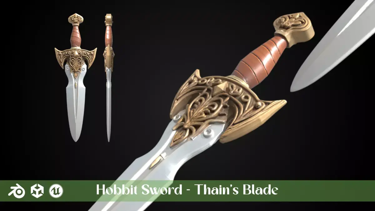 Stylized Hobbit Sword - Thains Blade - Game Ready 3D model
