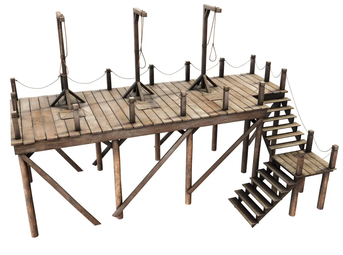 Medieval Triple Gallows Low-poly 3D model