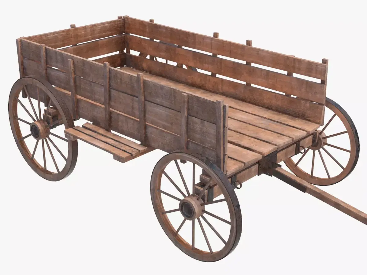 wooden cart 2 3D model purchase