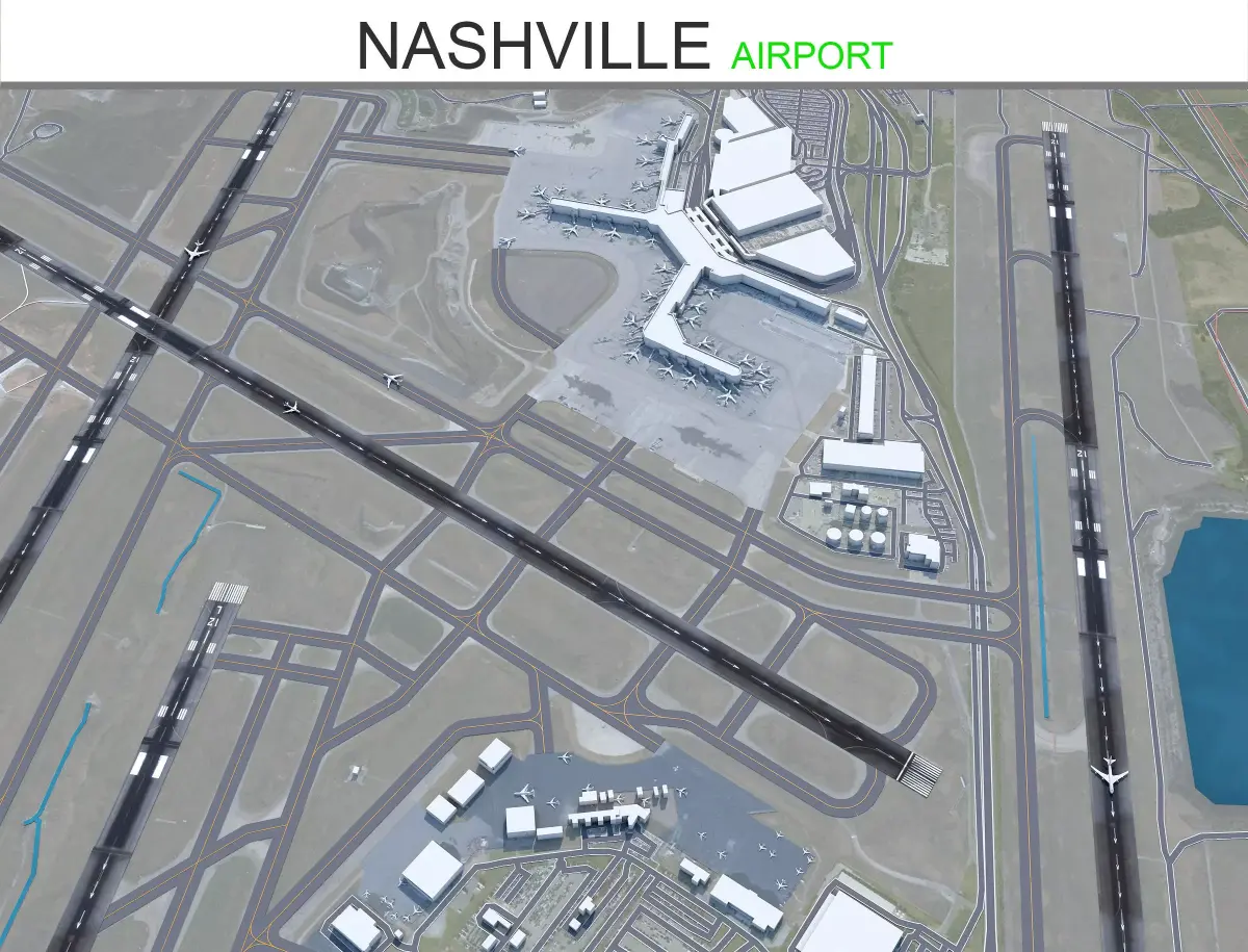 Nashville Airport 10km Low-poly 3D model