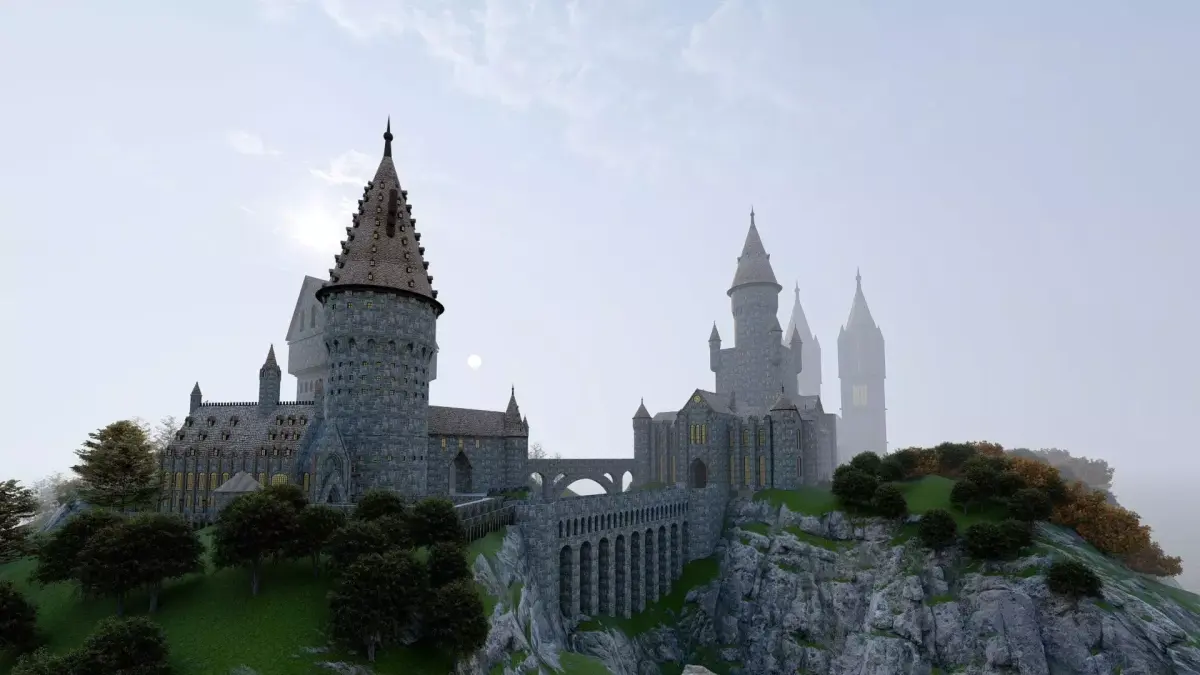 hogwarts 3d model castle in minecraft 3D model