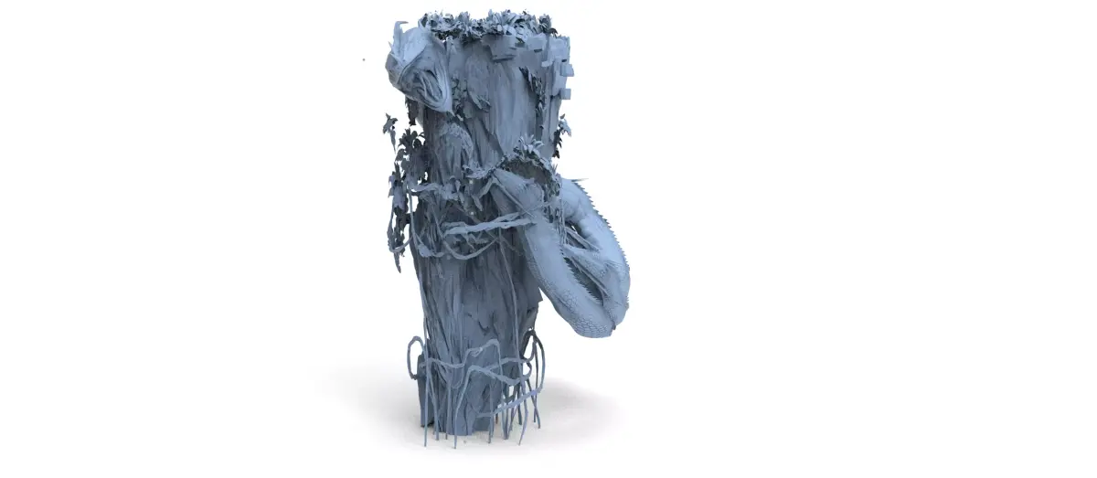 Floating Asian forest mountain 3D model