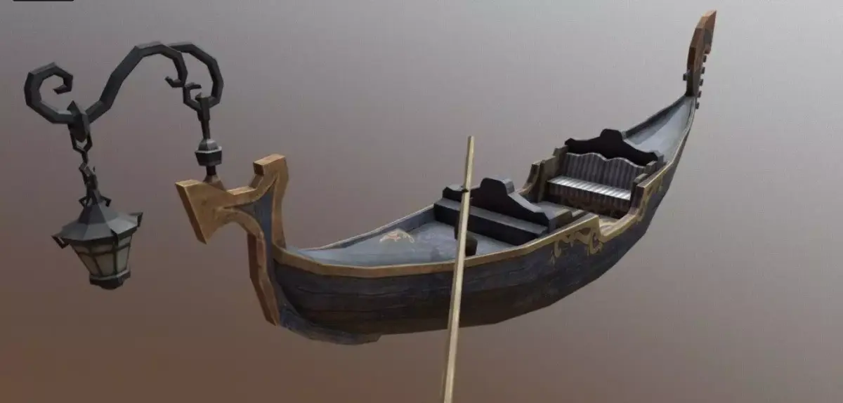 Gondola with paddle Low-poly 3D model