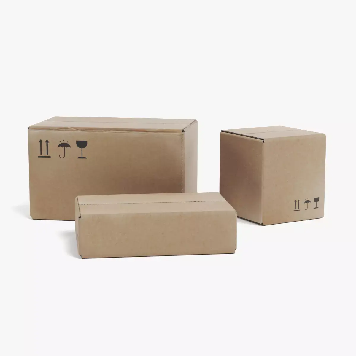 Cardboard Box Collection - 3 Parcel Packages 3D model