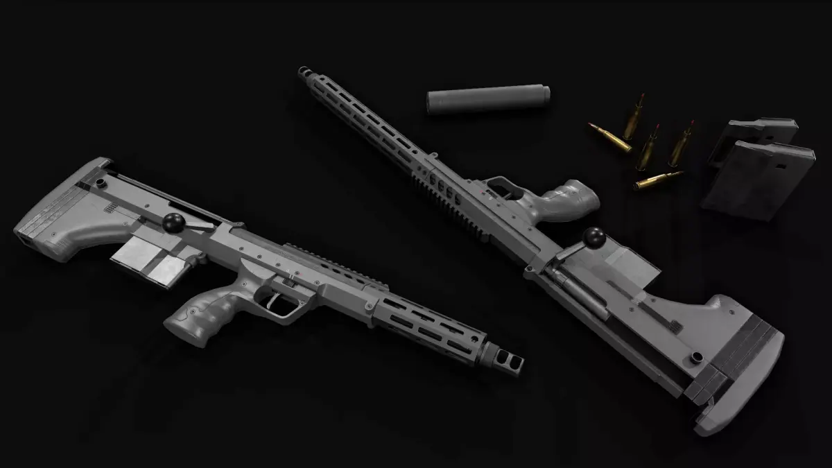Desert Tech SRS-A2 Bullpup Sniper Rifle Low-poly 3D model