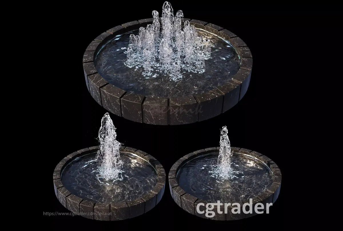 3 large water Fountains  3D model