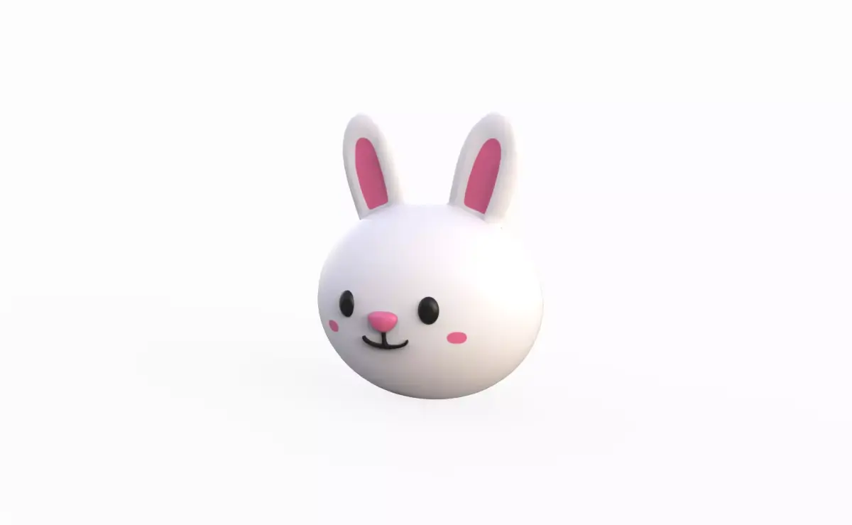 Cartoon Rabbit Head  Low-poly 3D model