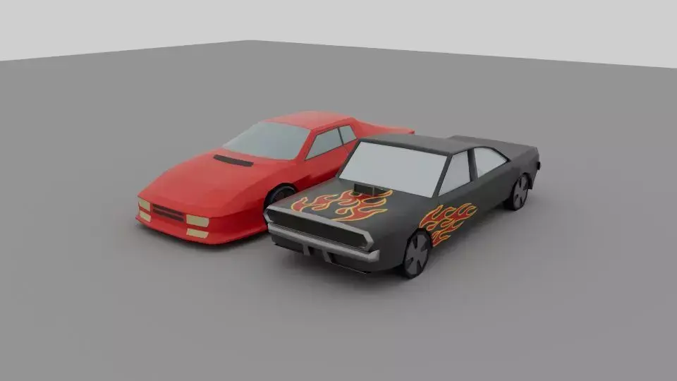 car game Ferrari Testarossa DODGE CHARGER Low-poly Free low-poly 3D model