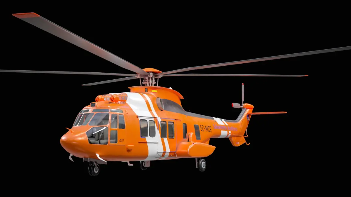 Eurocopter EC-225 Super Puma Rescue Helicopter PBR 3D model