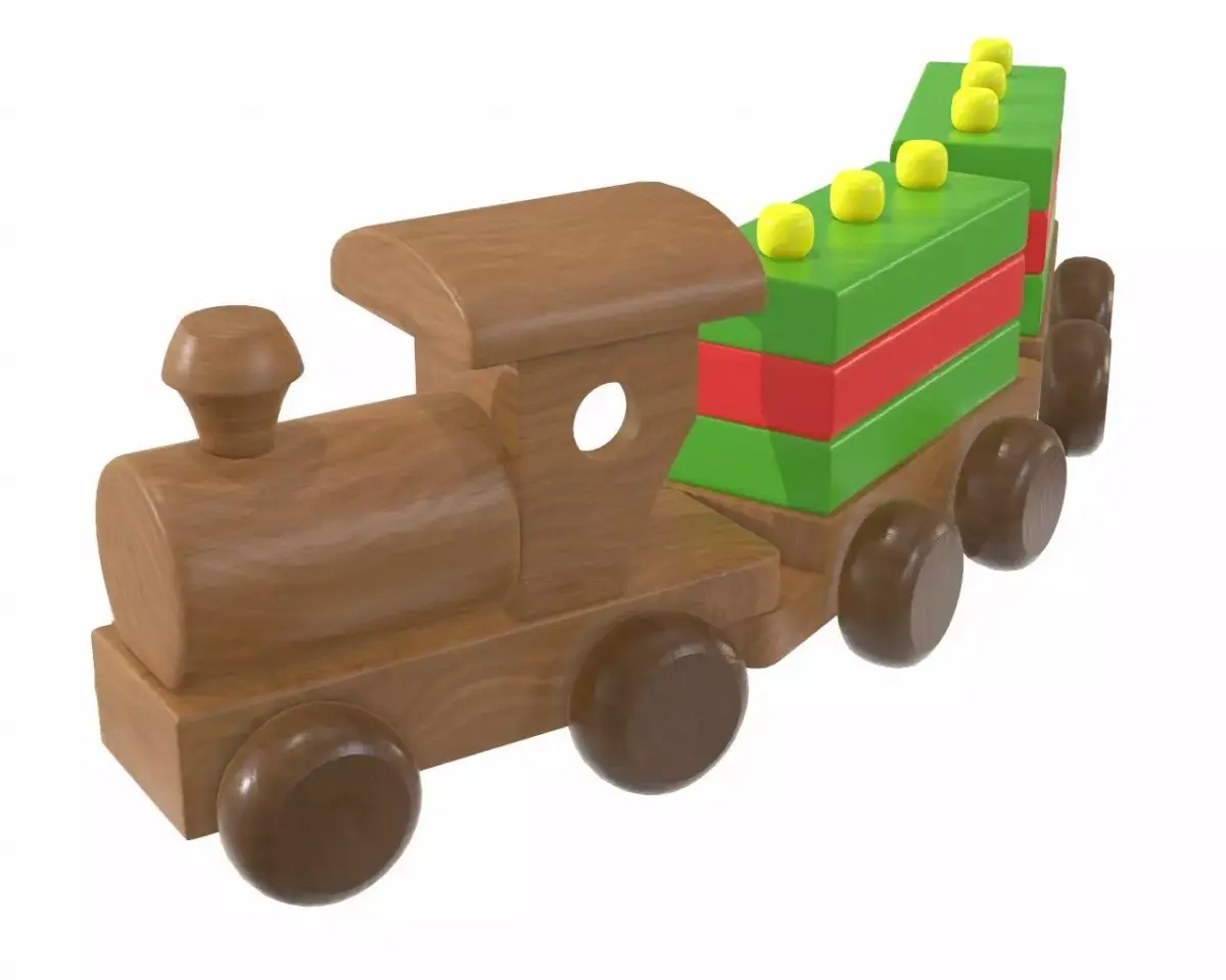 Train wooden 3D model purchase