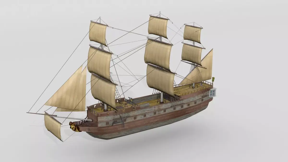 Historical French sail ship 3D model