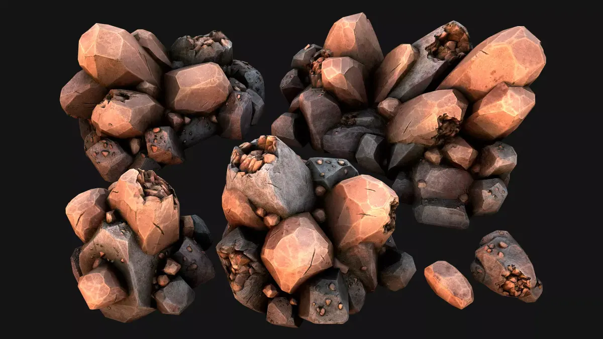 Copper Ore Metal Deposits for Mine Low-poly 3D model