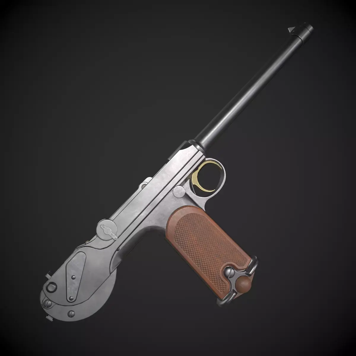 Borchardt C93 Pistol Low-poly 3D model