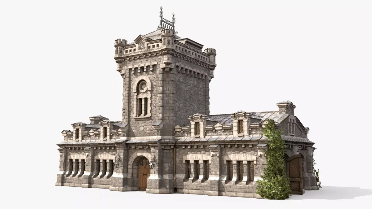 Old Warehouse Castle Low-poly 3D model