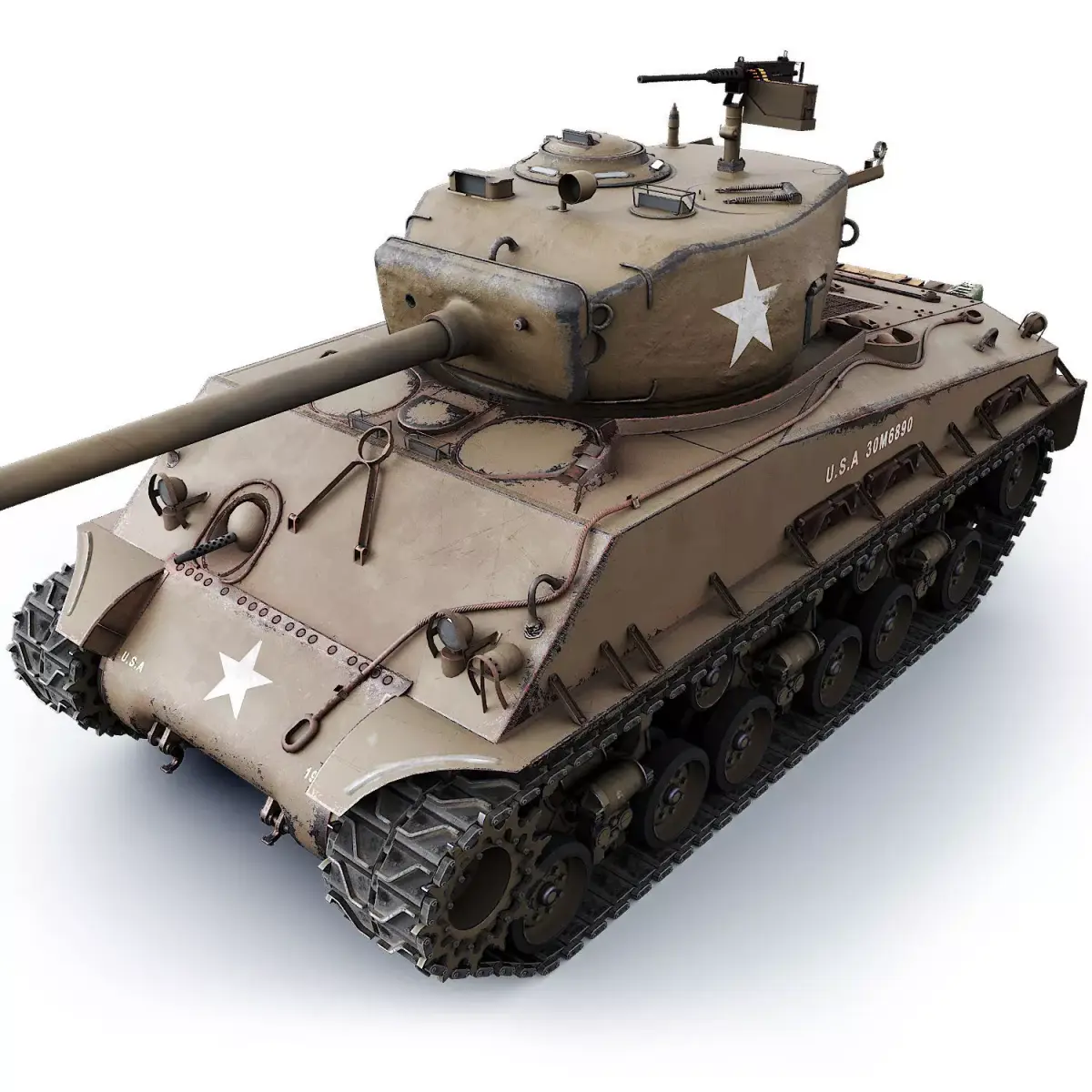 Tank M4A2 76W  Low-poly 3D model
