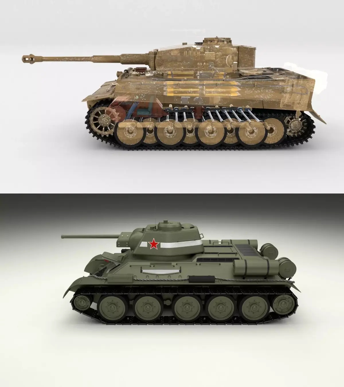T34-76 Tiger Tank Early Pack with Interior 3D model
