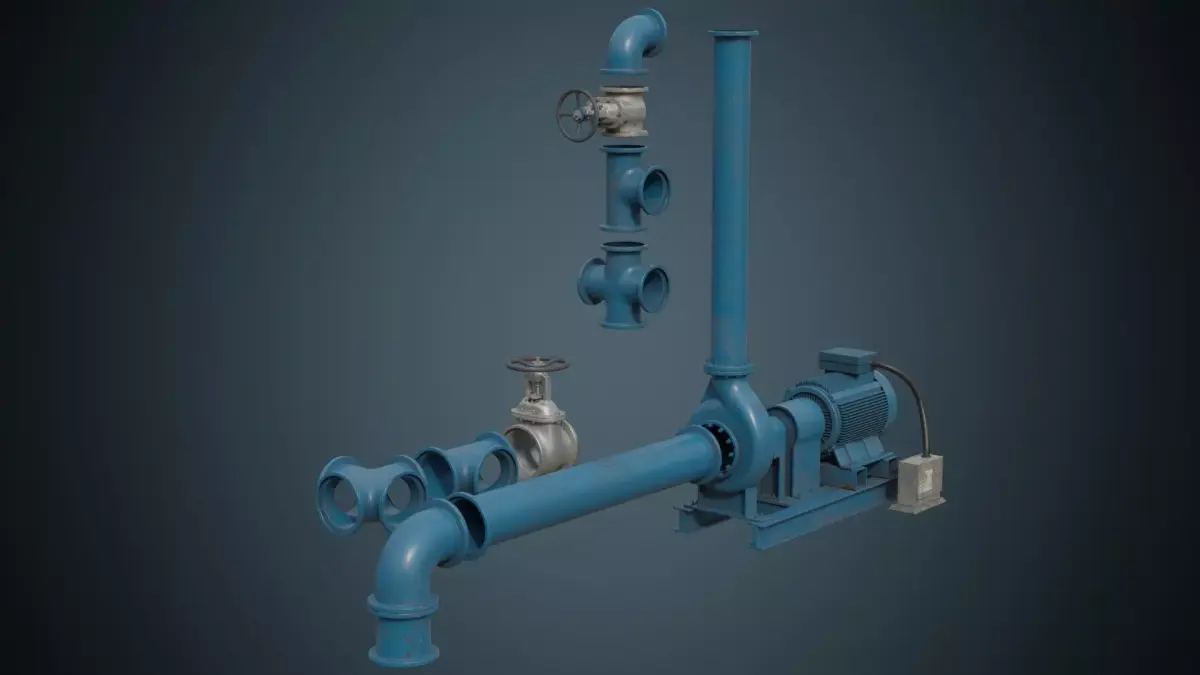 Water Pump 3B Low-poly 3D model