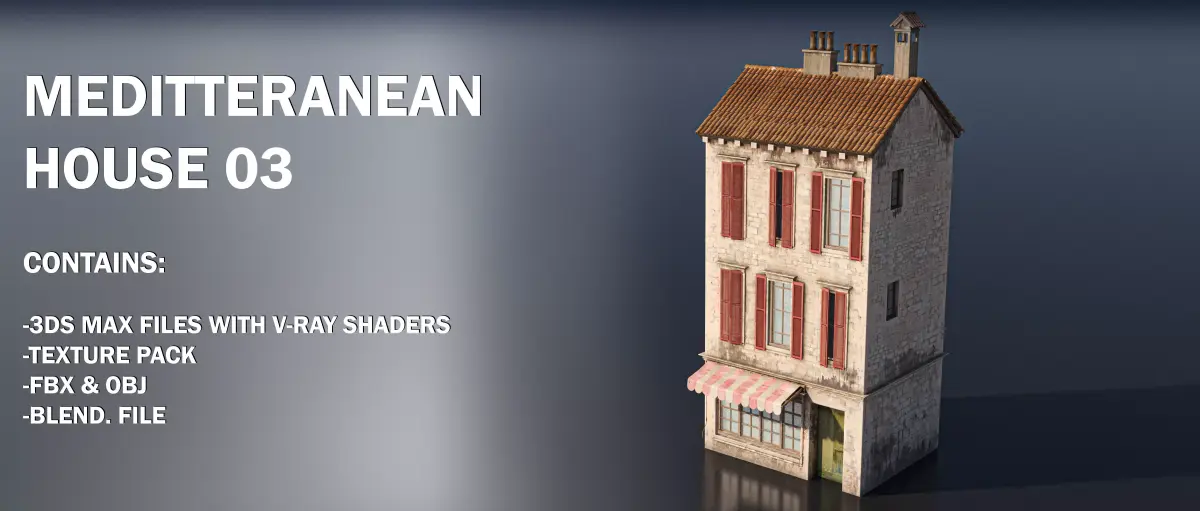 Mediterranean House 03 Low-poly 3D model