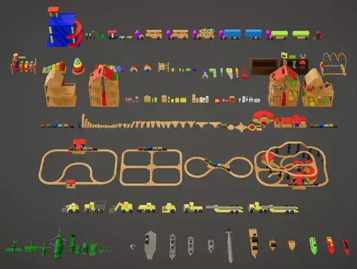 Childrens Wooden Toys Bundle 3D Model Pack