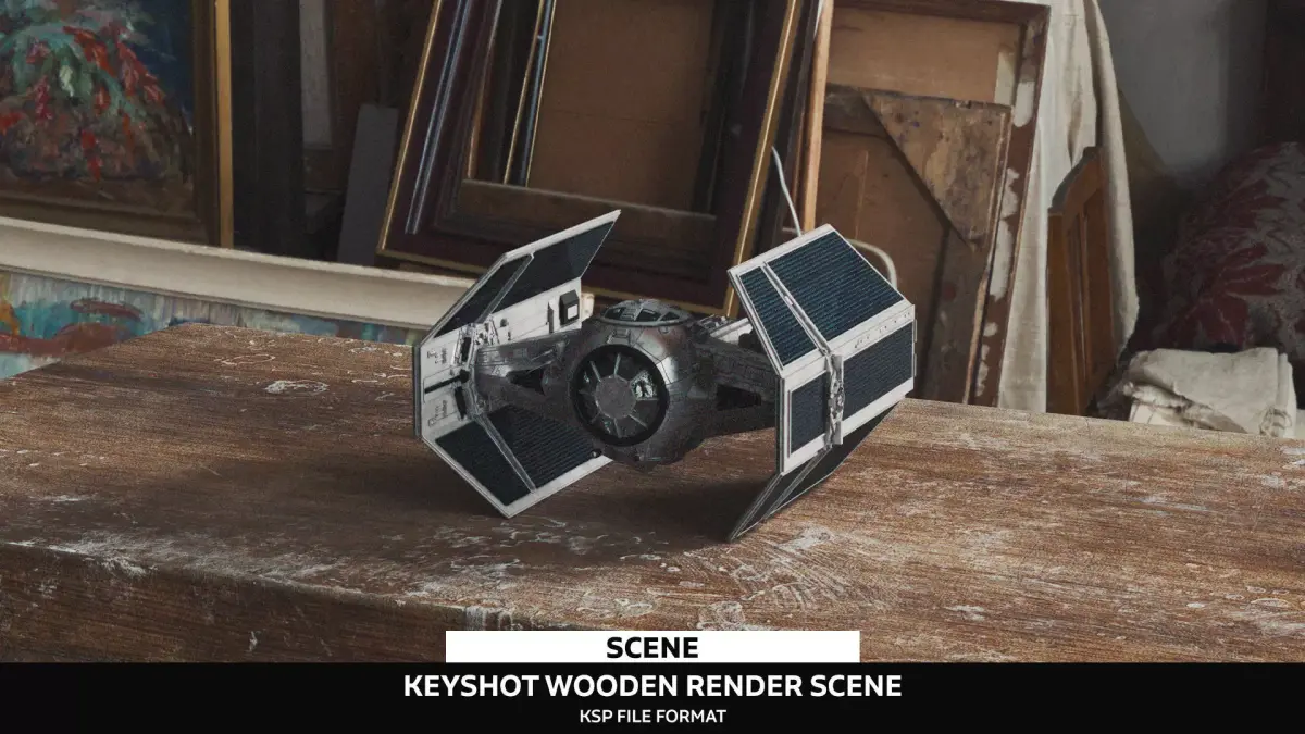 Interior Wooden Desk Keyshot Render Scene  3D model