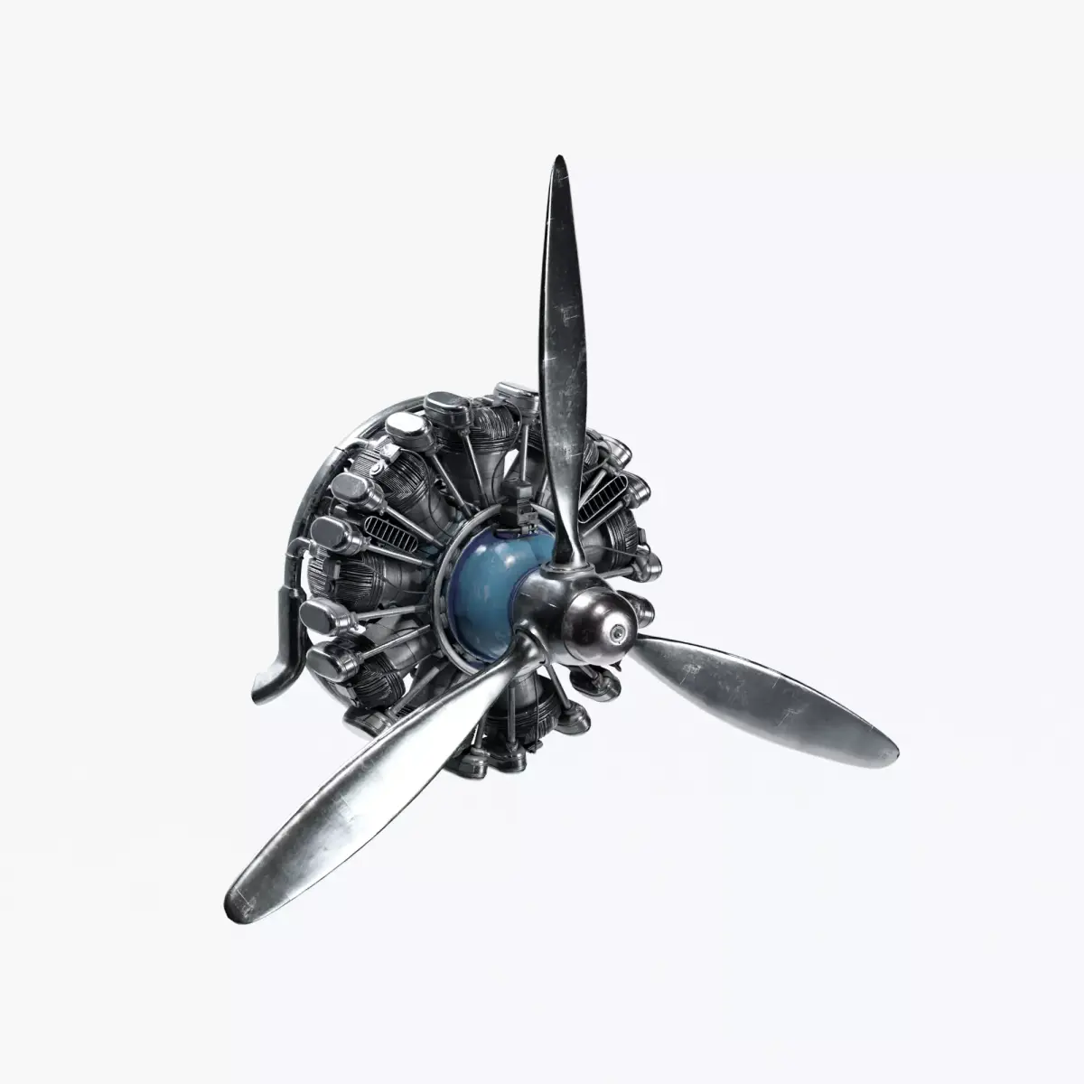 Airplane Radial Engine with Propeller 3D model