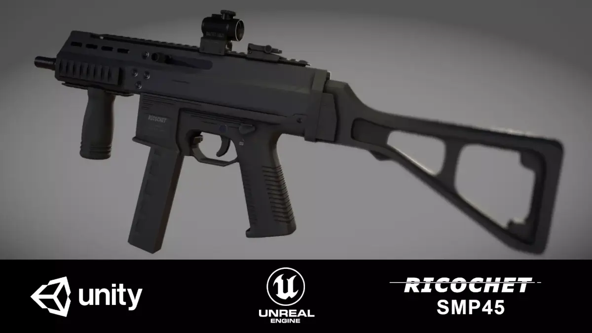SMP45 gun Low-poly 3D model