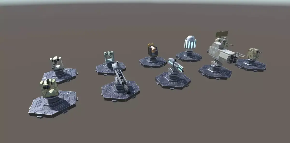 Modern Unmanned Turrets Low-poly 3D model