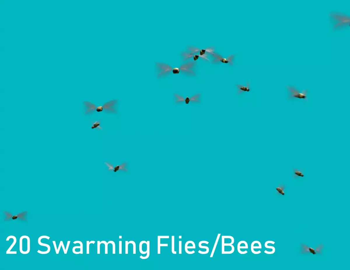 Low Poly Background Flies and Bees Animated Low-poly 3D model