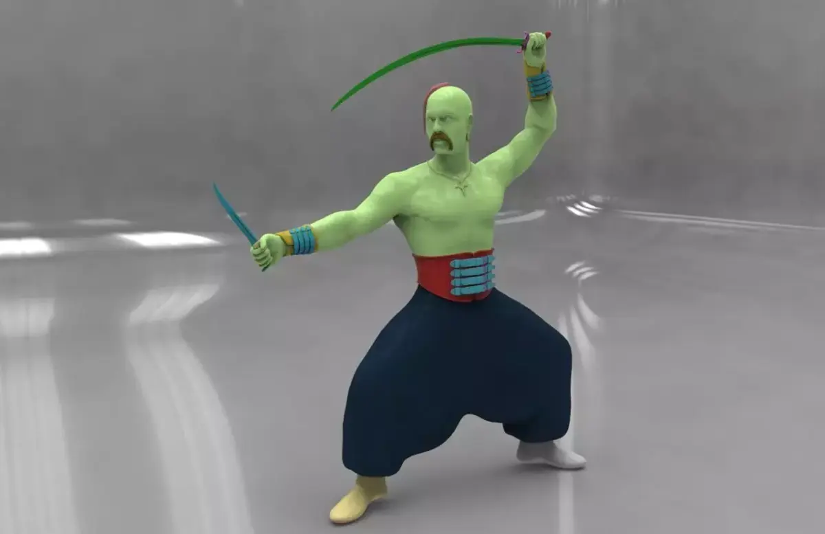 Cossak man holding sword 3D model