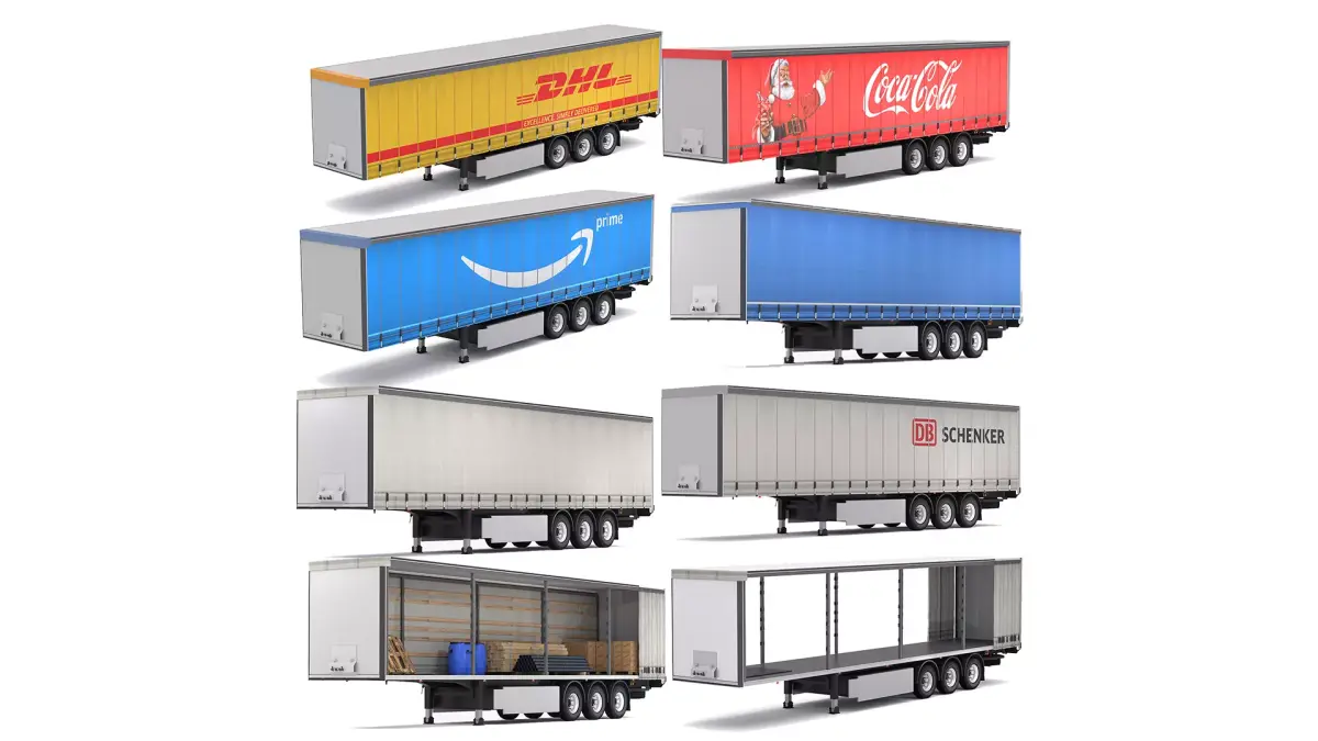 Semi Trailer Curtainsider Collection 3D model