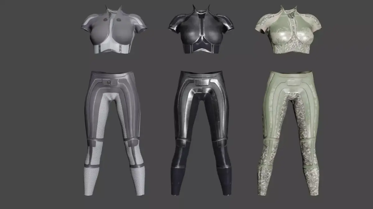 Female character sci-fi suit videogame Low-poly 3D model
