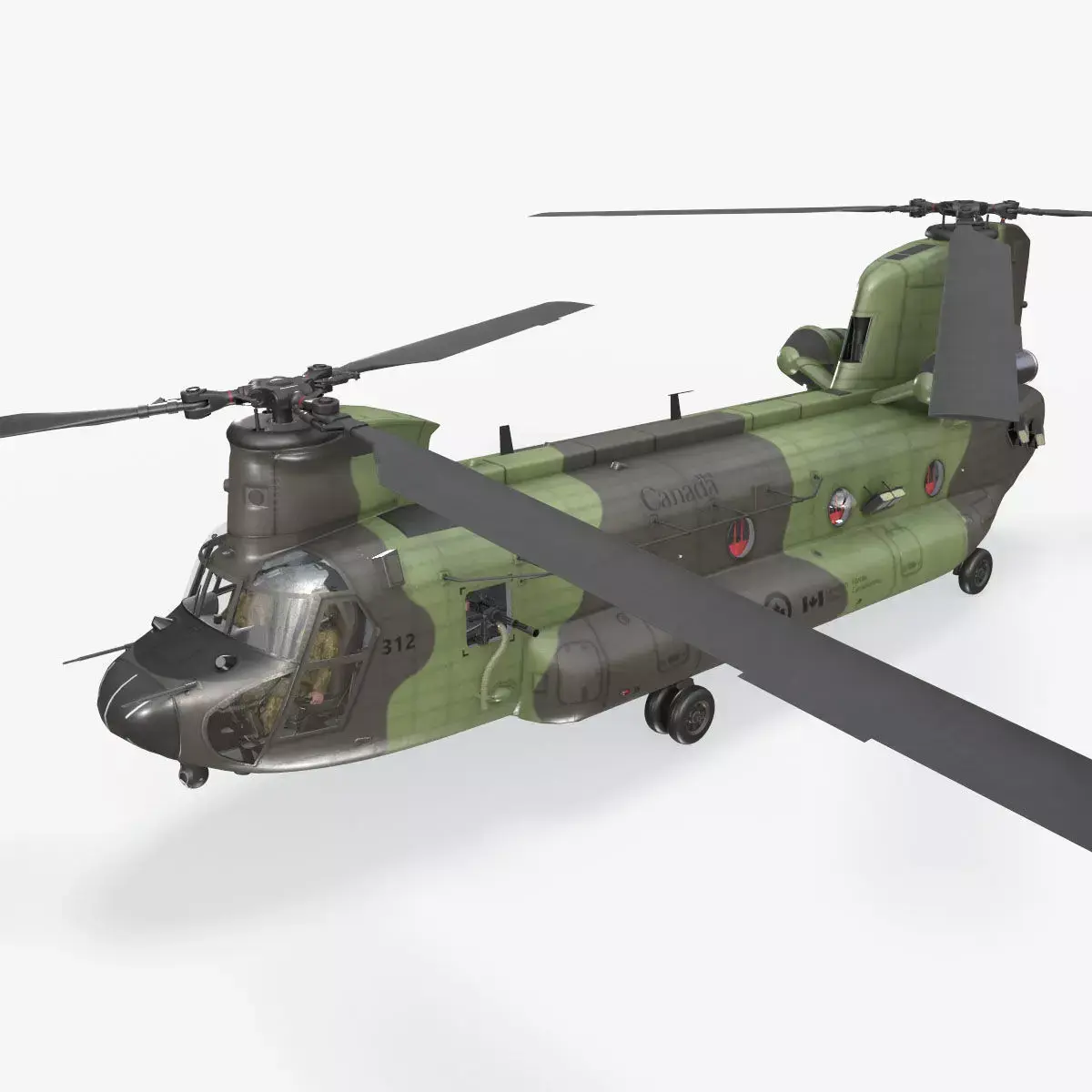 CH-47 Chinook RCAF Complex Animation Low-poly 3D model
