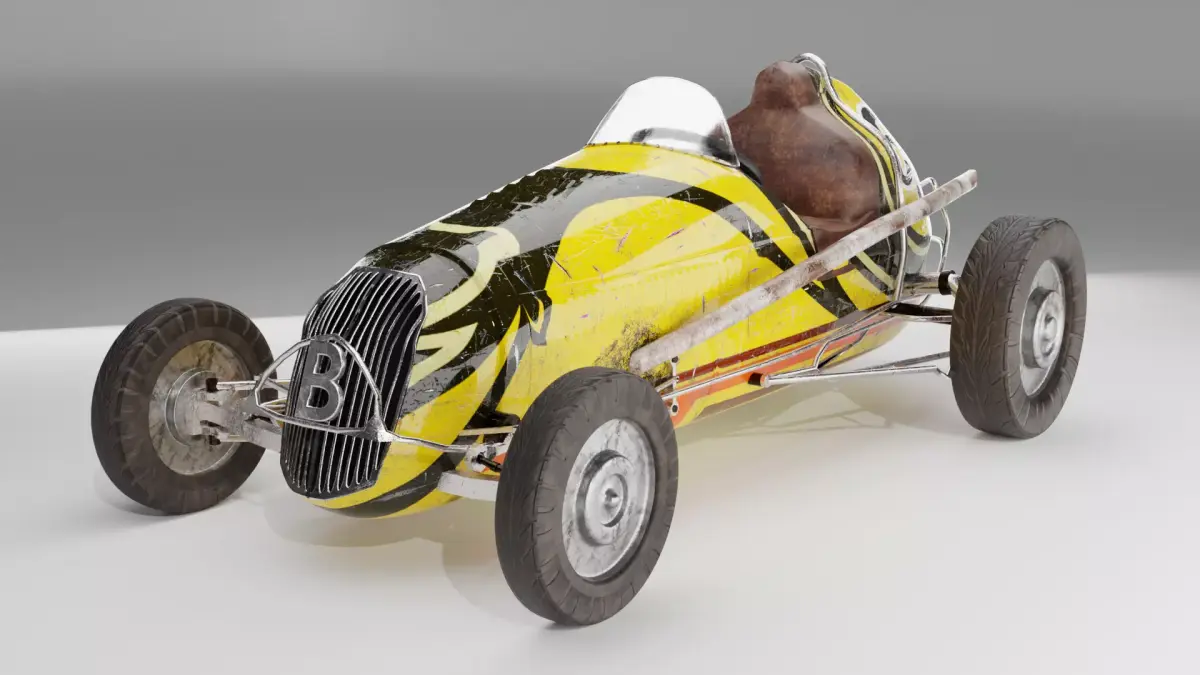 Vintage 1940s Speedcar Realistic Racing Car 3D Model Game Ready Low-poly 3D model
