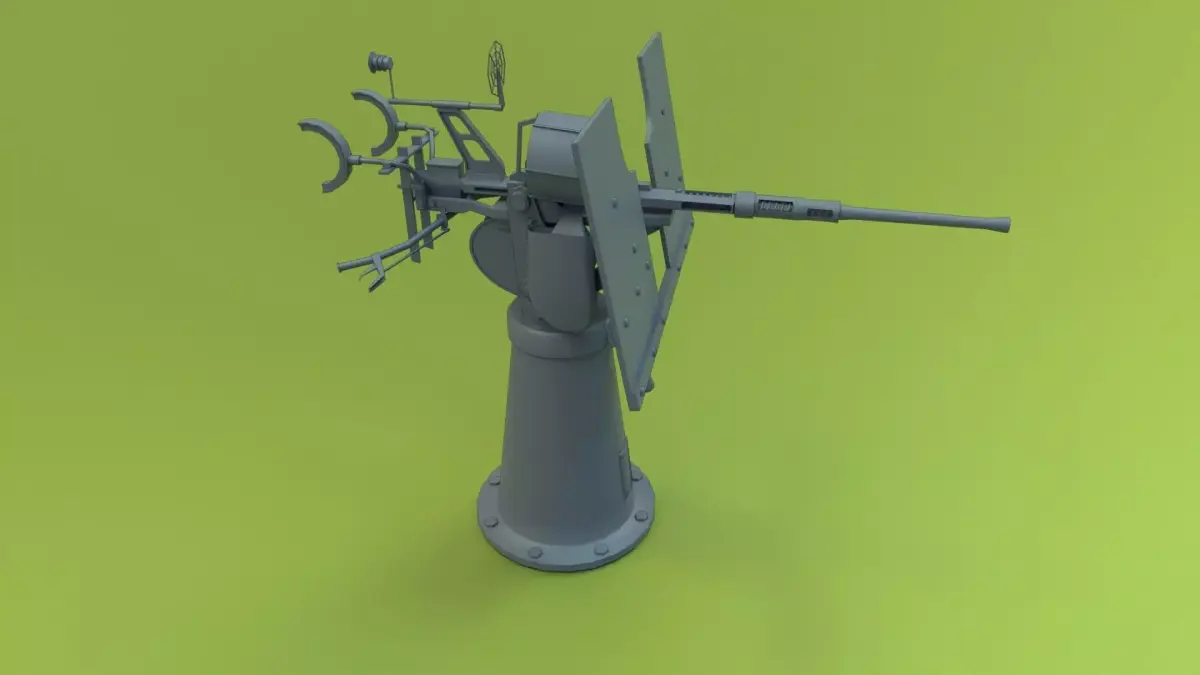 Oerlikon 20mm AA gun Low-poly 3D model