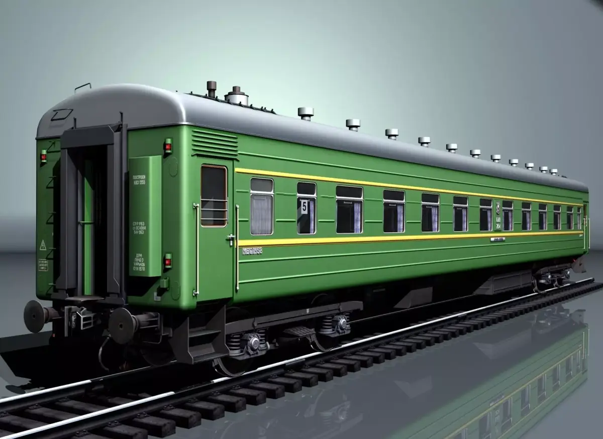 Railway wagon type 66W plant-KVZ Low-poly 3D model