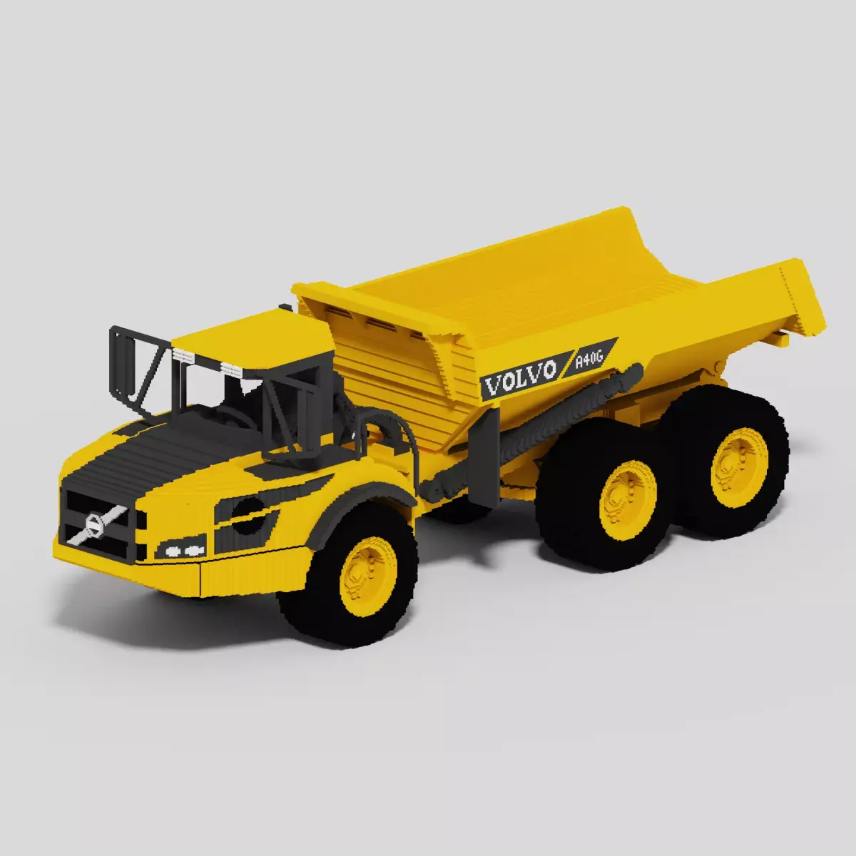 Voxel Volvo A40G Dumper Truck Low-poly 3D model