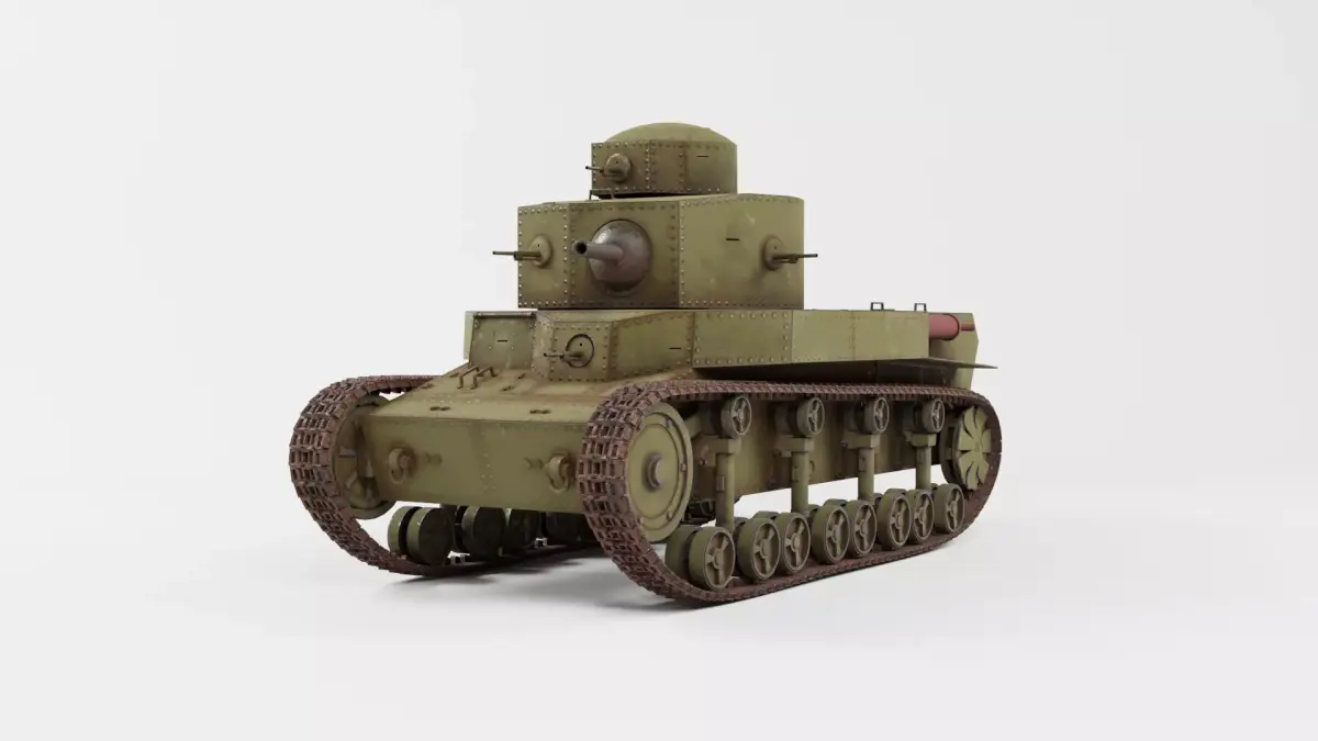 T-24 Soviet Medium Tank PBR Low-poly 3D model