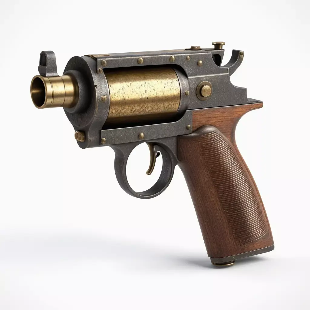 Steampunk SciFi Revolver Pistol 3D model
