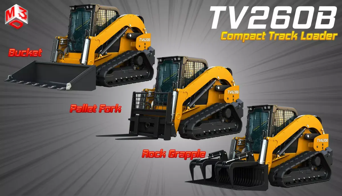 TV260B Compact Track Loader - 3 in 1 3D Model Pack