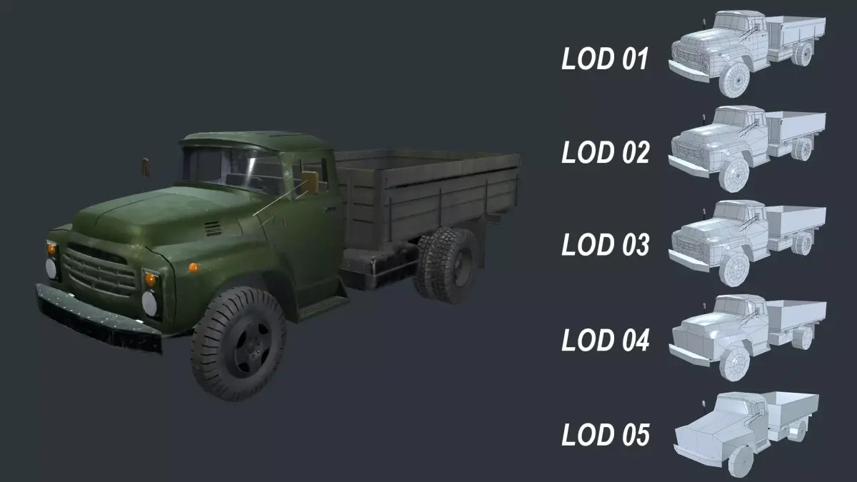 Asset - Army - Zil 130 - 3D MODEL Low-poly 3D model Low-poly 3D model