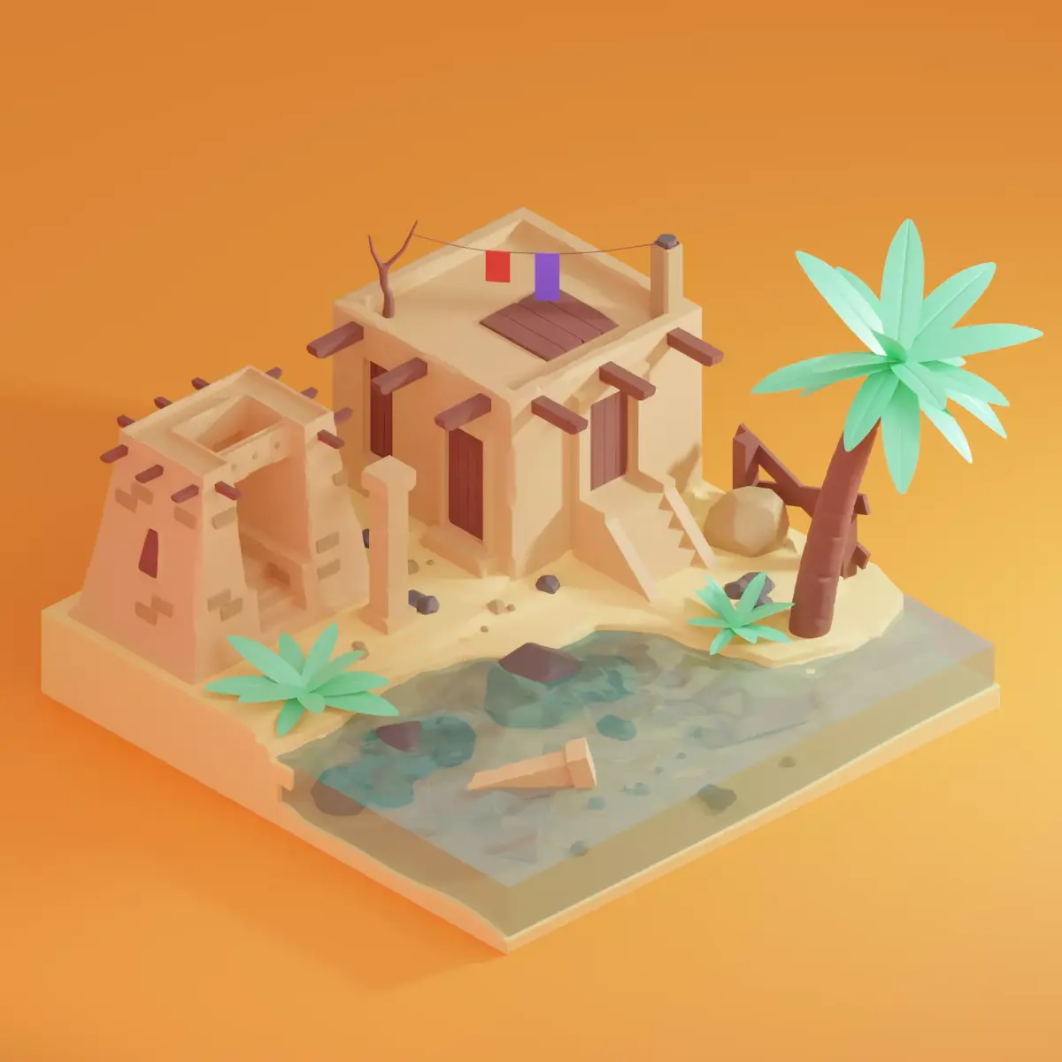 Low-poly egypt installation Low-poly 3D model