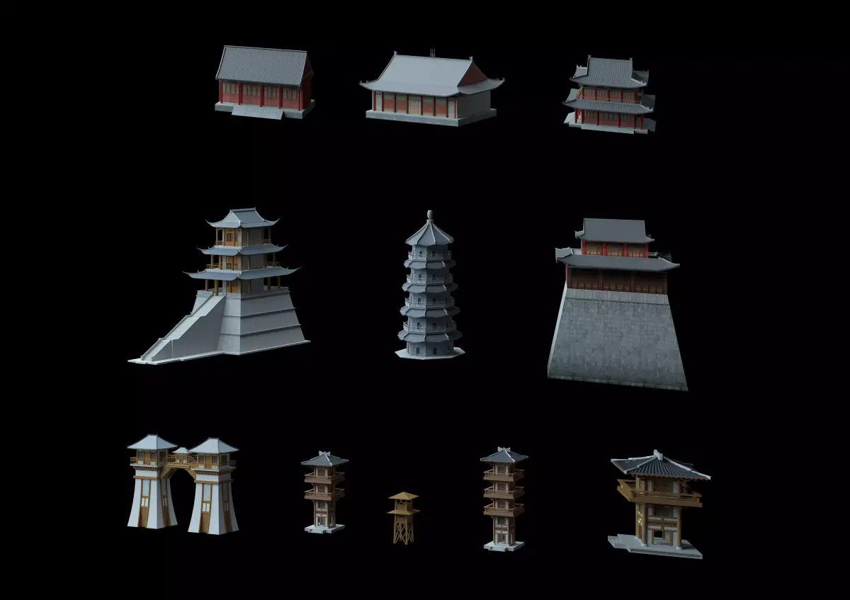 Ancient Chinese Architecture 03  Low-poly 3D model