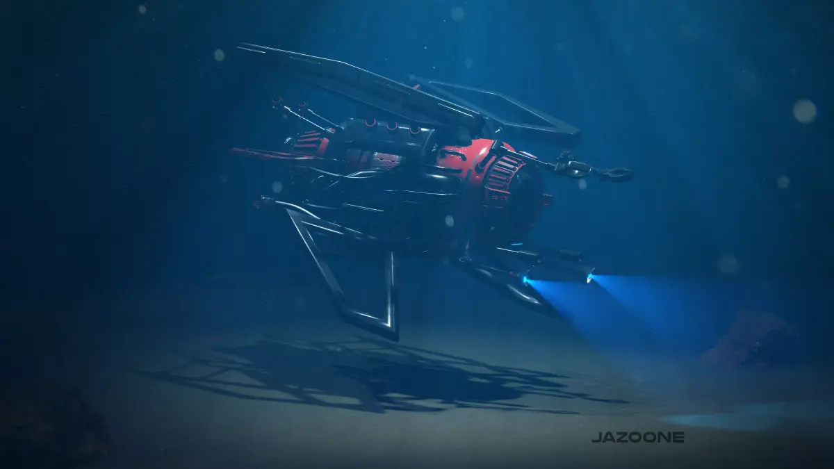 Sci-fi Submarine Low-poly 3D model