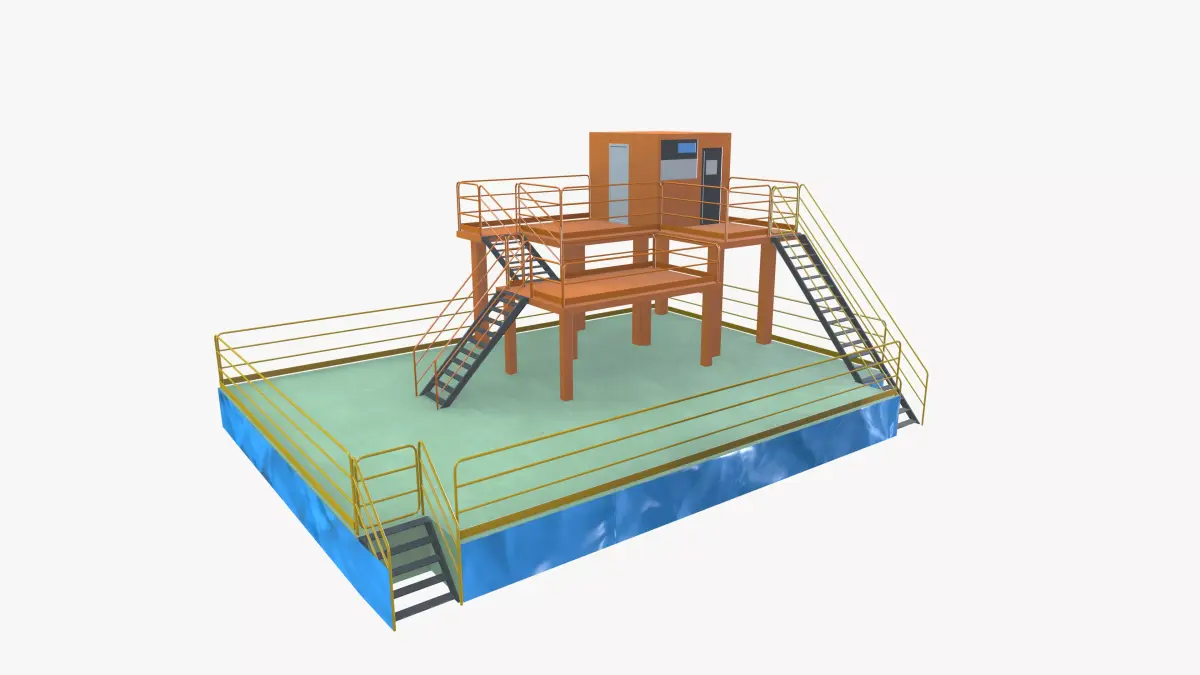 Industrial Control Room Low-poly 3D model